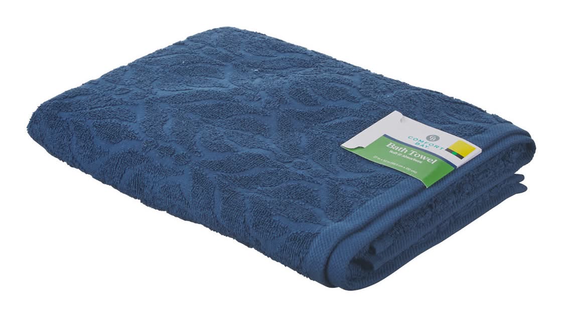 Comfort Bay Bath Towel, 27x52 in, Dark Blue