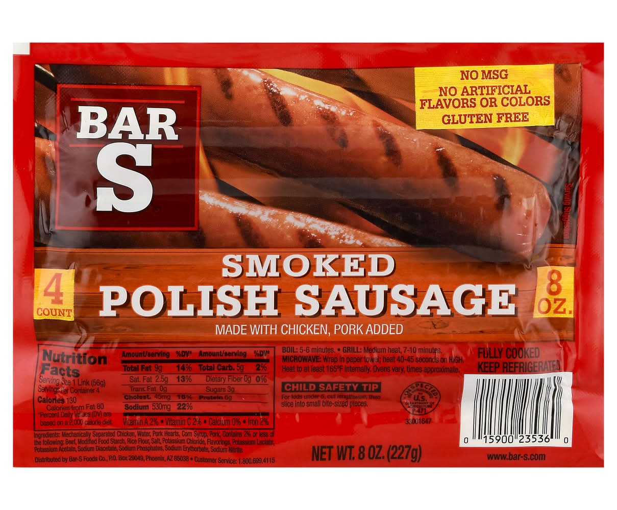 Bar-S Smoked Polish Sausage (8 oz, 4 ct)