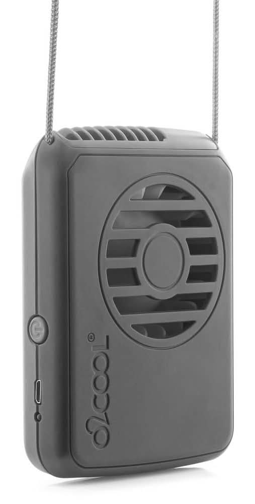 O2Cool Personal Rechargeable Necklace Fan 3 Speeds Gray