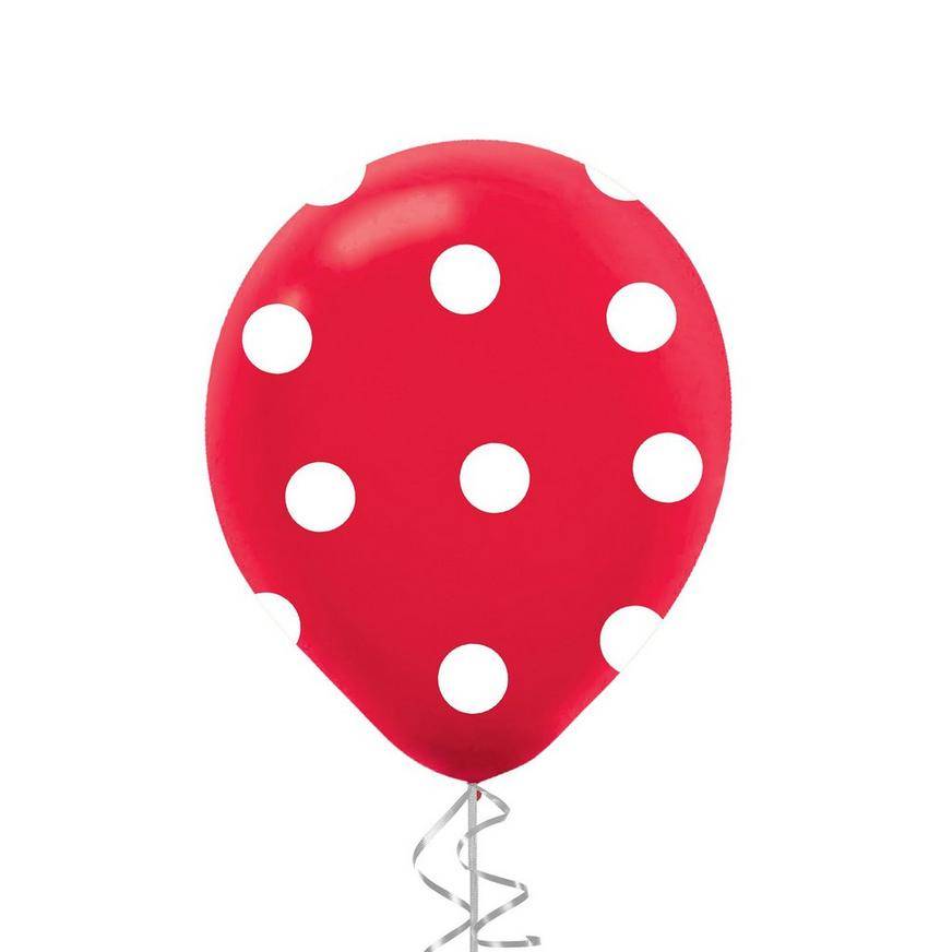 Uninflated 1ct, 12in, Red Polka Dot Latex Balloon
