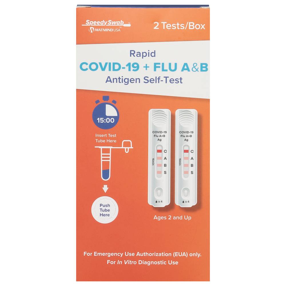 SpeedySwab Rapid Covid-19 + Flu A&B Antigen Self-Test (2 ct)