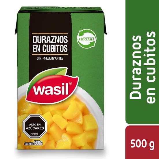 Wasil duraznos en cubitos (caja 500 g)