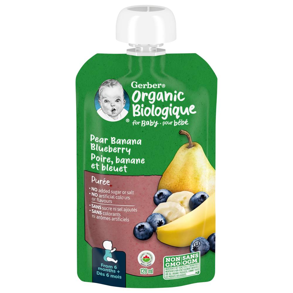 Gerber Organic Pear Banana Blueberry Baby Food (128 g)