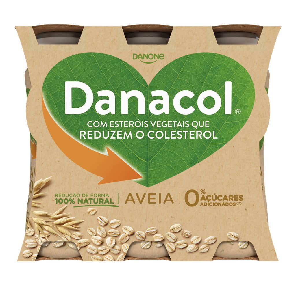Danone - Danacol aveia, embalagem de 6 x 100g