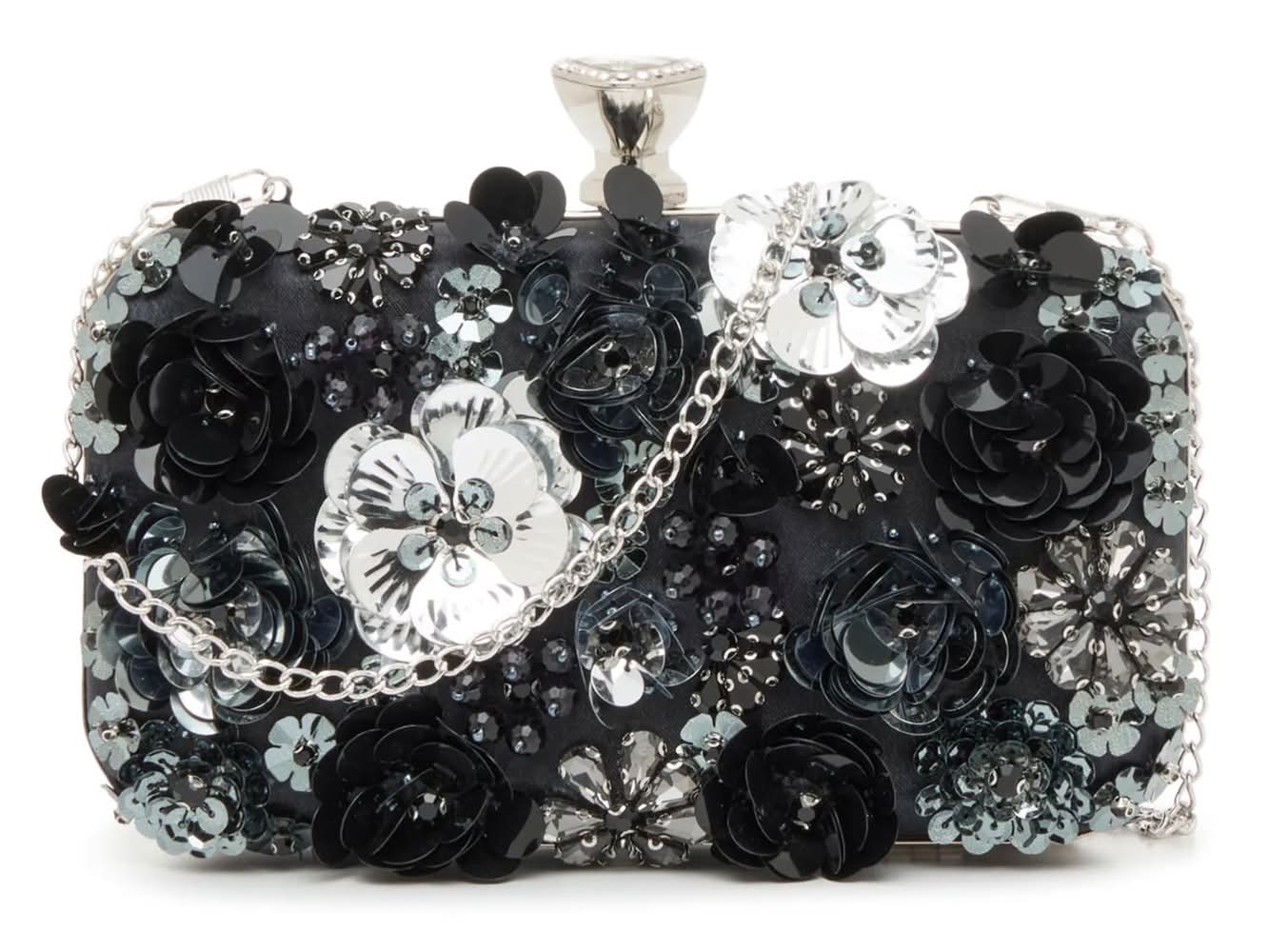 Kelly & Katie Floral Clutch (Black/Silver One Size)