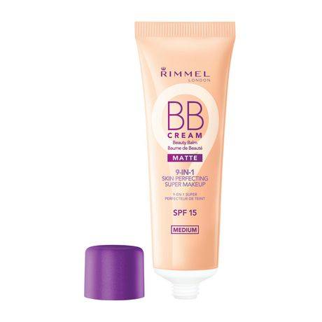 Rimmel Crème BB Mate, réduit l''apparence des pores, matifie et contrôle la brillance, pour une couvrance toute la journée, 100% Sans Cruauté (Couleur: Medium - 002)
