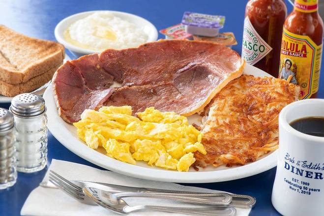 Order Two Eggs & Ham Steak food online from Bob And Edith'S Diner store, Alexandria on bringmethat.com
