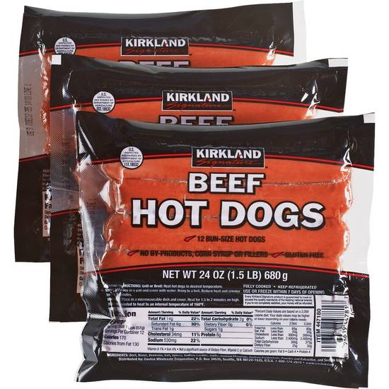 Kirkland Signature Beef Hot Dogs (3 pack)