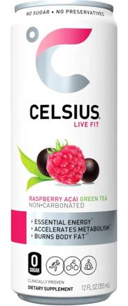 Celsius Green Tea Raspberry Energy Drink 12oz Can