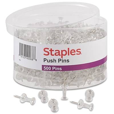 Staples Push Pins, Clear, 500/Pack (32014)