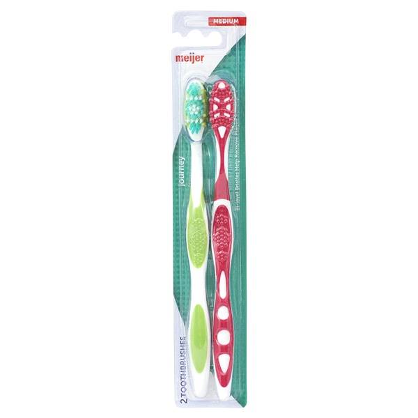 Meijer Massaging Bristles Medium Toothbrushes (2 ct)
