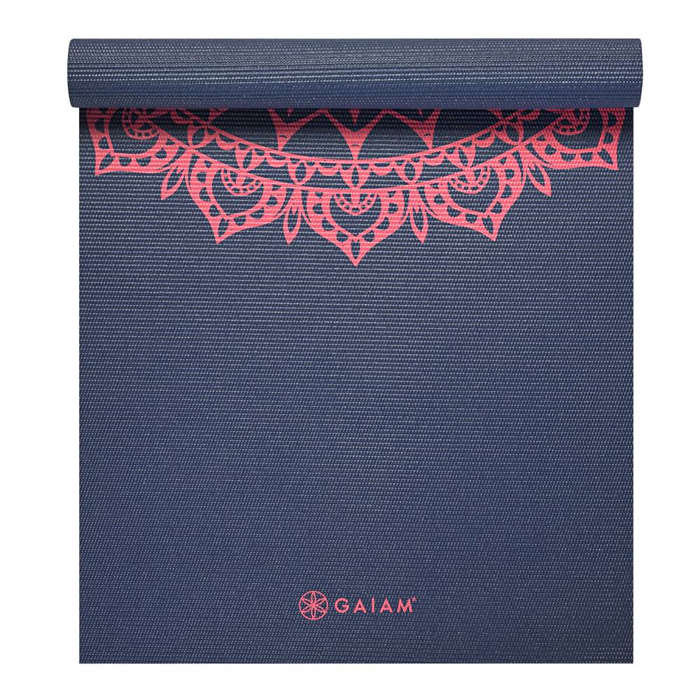 Gaiam Yoga Mat, 4 Mm, Navy Fleur Marrakesh