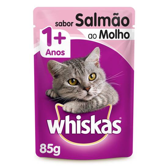 Whiskas ração úmida sabor salmão ao molho para gatos adultos 1+