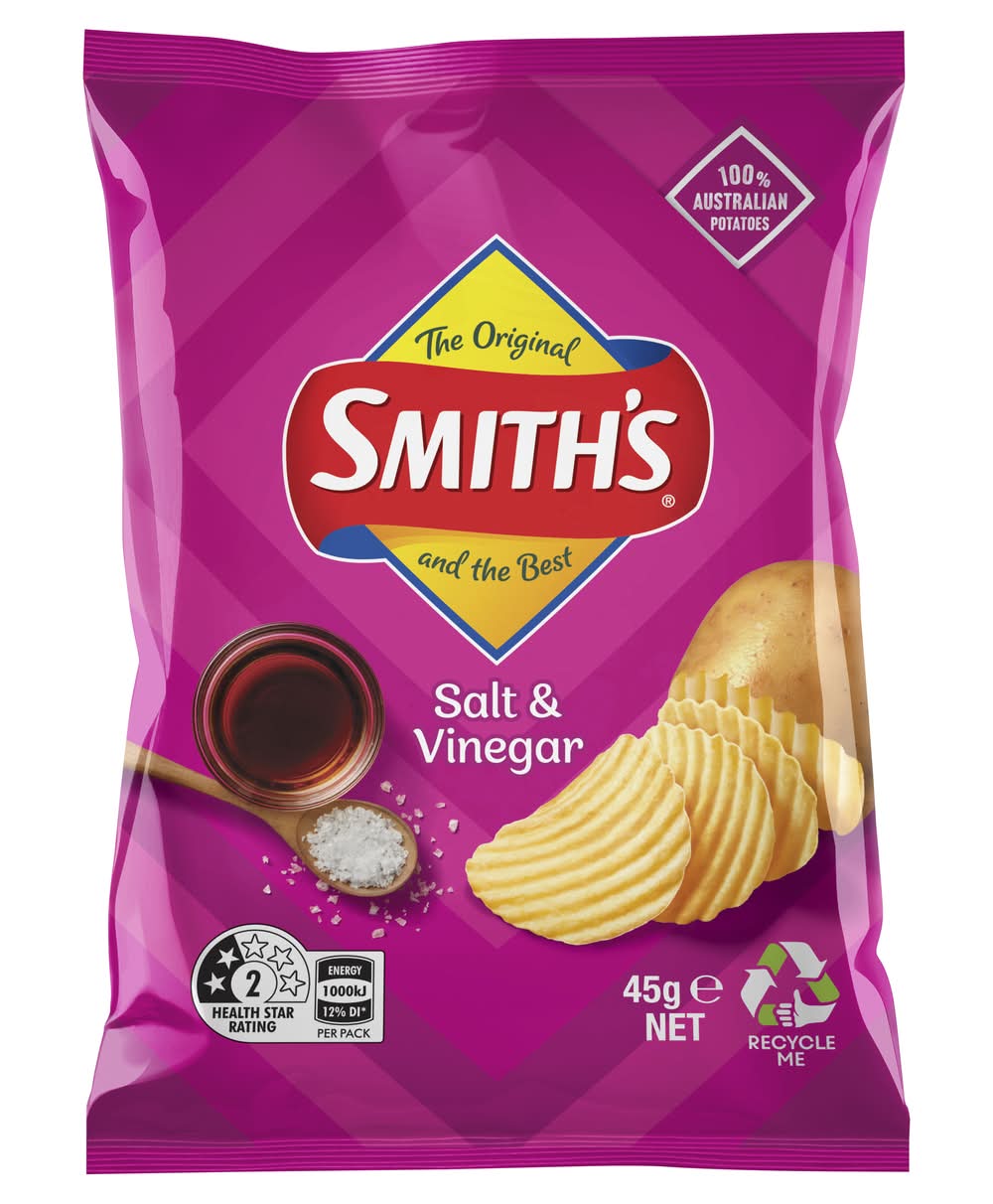 Smith's Crinkle Cut Potato Chips, Salt & Vinegar (45g)