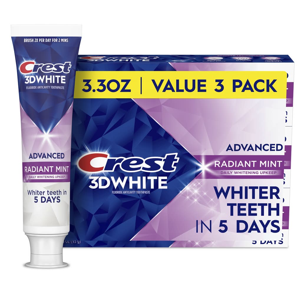 Crest Advanced Radiant Mint Whitening Toothpaste (9.9 oz, 3 ct)