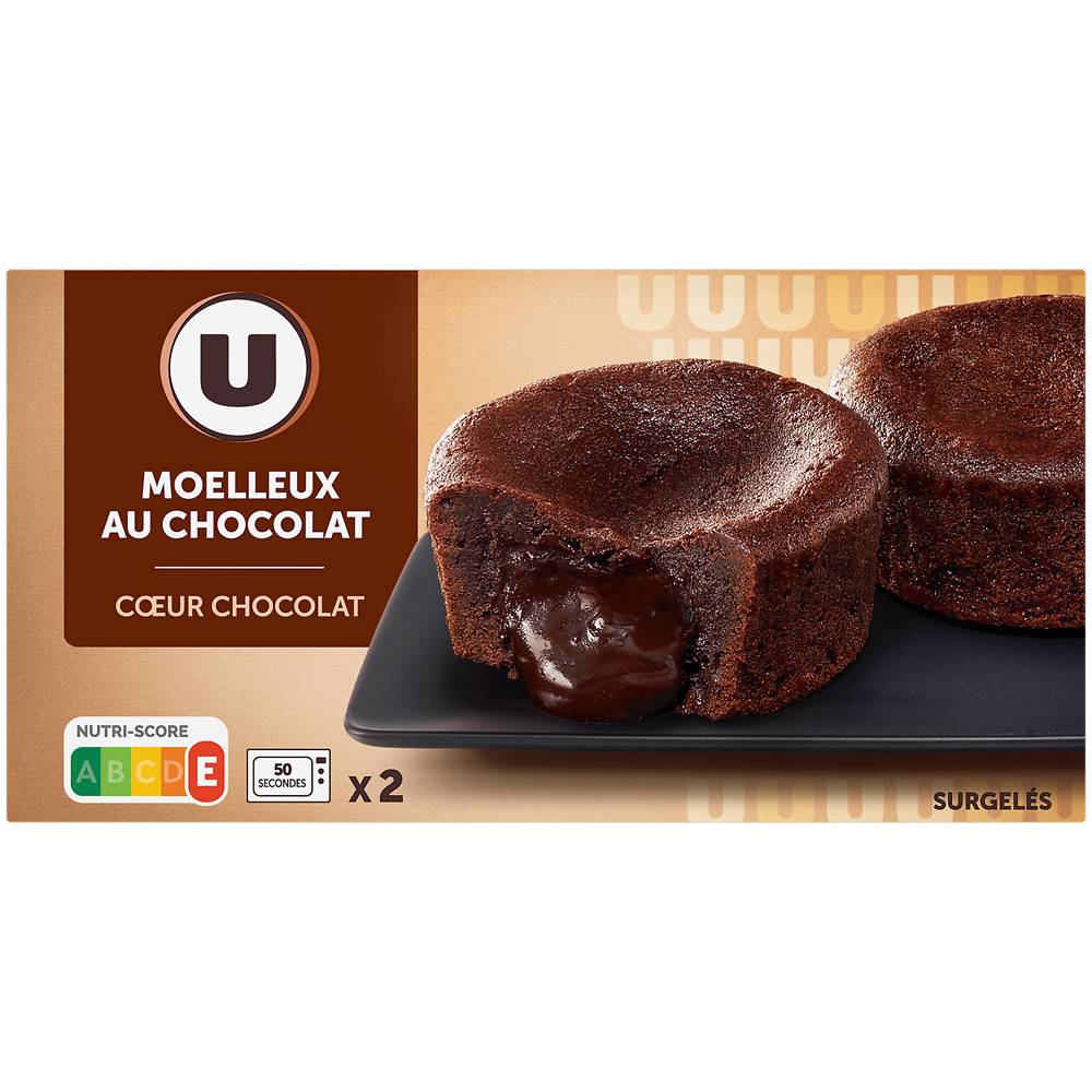 Les Produits U - U moelleux au chocolat (2 pièces)