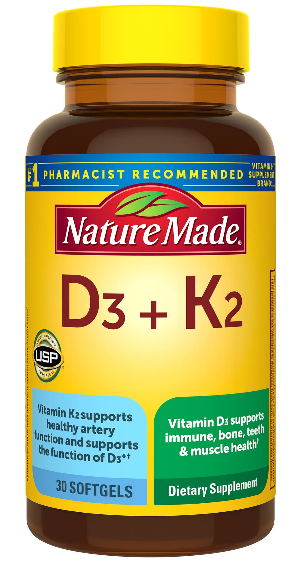 Nature Made Vitamins D3 + K2 Softgels (30 ct)