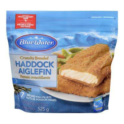 Blue water seafoods filets d'aiglefin panés croustillants surgelés (7unités, 525g) - crunchy breaded haddock aiglefin fillets (525 g)