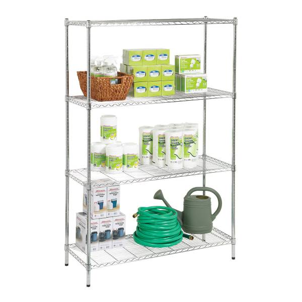 Realspace Wire Shelving 4-shelves 72"h X 48"w X 18"d, Chrome