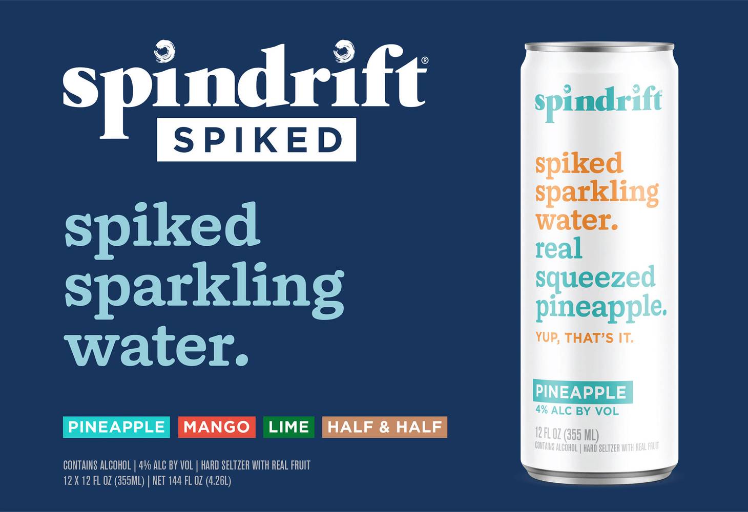 Spindrift Spiked Sparkling Water (12 pack, 12 fl oz) (pineapple mango lime)