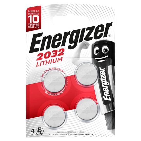 Energizer 2032 Lithium Coin Battery 4 Pack