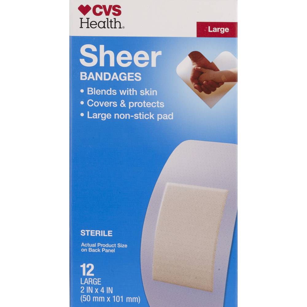 Cvs Health Sheer Bandages, Extra Large, 12 Ct