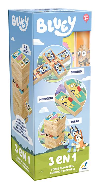 Novelty Torre De Madera 3 En 1 Bluey, Caja Cartón JCA-4447