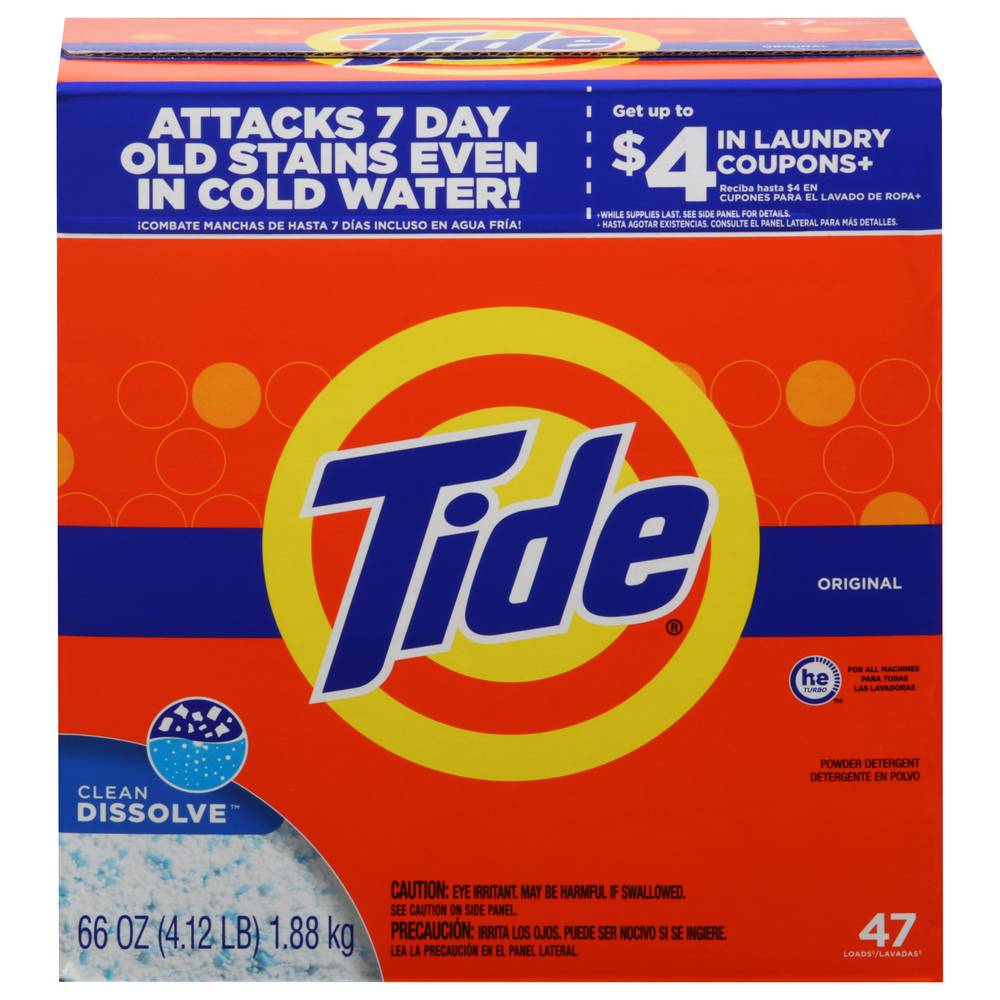 Tide Clean Dissolve Original Powder Detergent (66 oz, 47 ct)