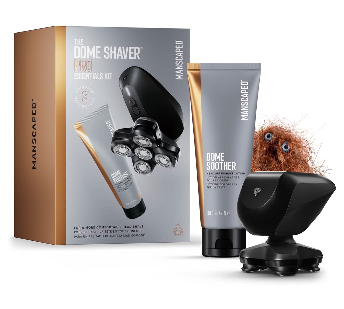 Manscaped - The Dome Shaver Pro Essentials Kit Rechargeable Wet/Dry Scalp and Bald Head Shaver Gift Set - Black