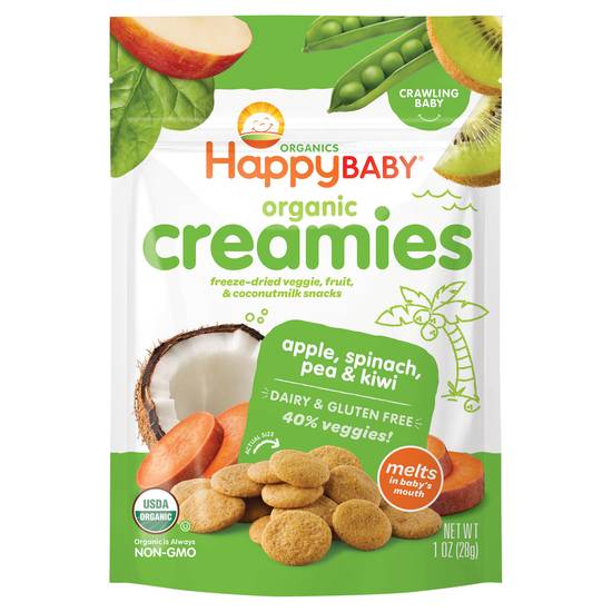 Happy Baby Organic Creamies Apple Spinach Pea & Kiwi Snacks