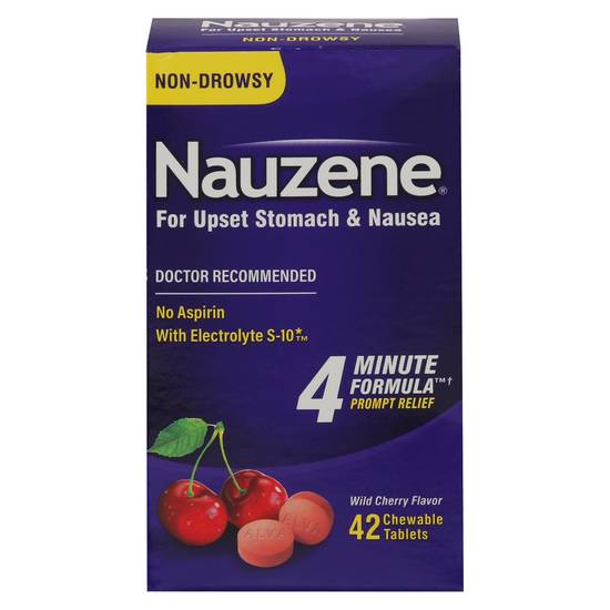 Nauzene Wild Cherry Flavor Non-Drowsy Upset Stomach & Nausea Chewable (42 ct)