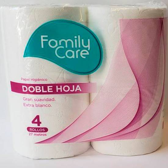 Family Care - Papel higiénico doble hoja - Pack 4 u x 27 m c/u
