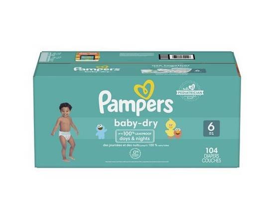 Pampers · Couches Pampers Baby Dry, Format Super Economique (Taille 6) - Baby dry diapers super econo pack (104 units)