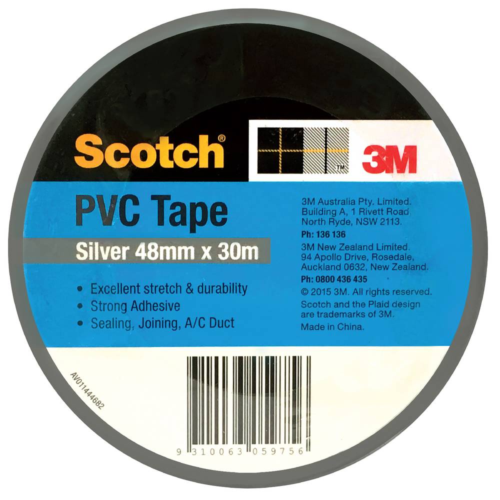 3M Scotch Pvc Duct Tape, 48 mm x 30 m, Silver