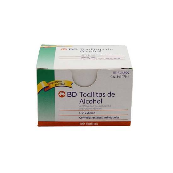 Toallitas De Alcohol 200 Piezas Bd 2 Paquetes 100 Pzs C/u