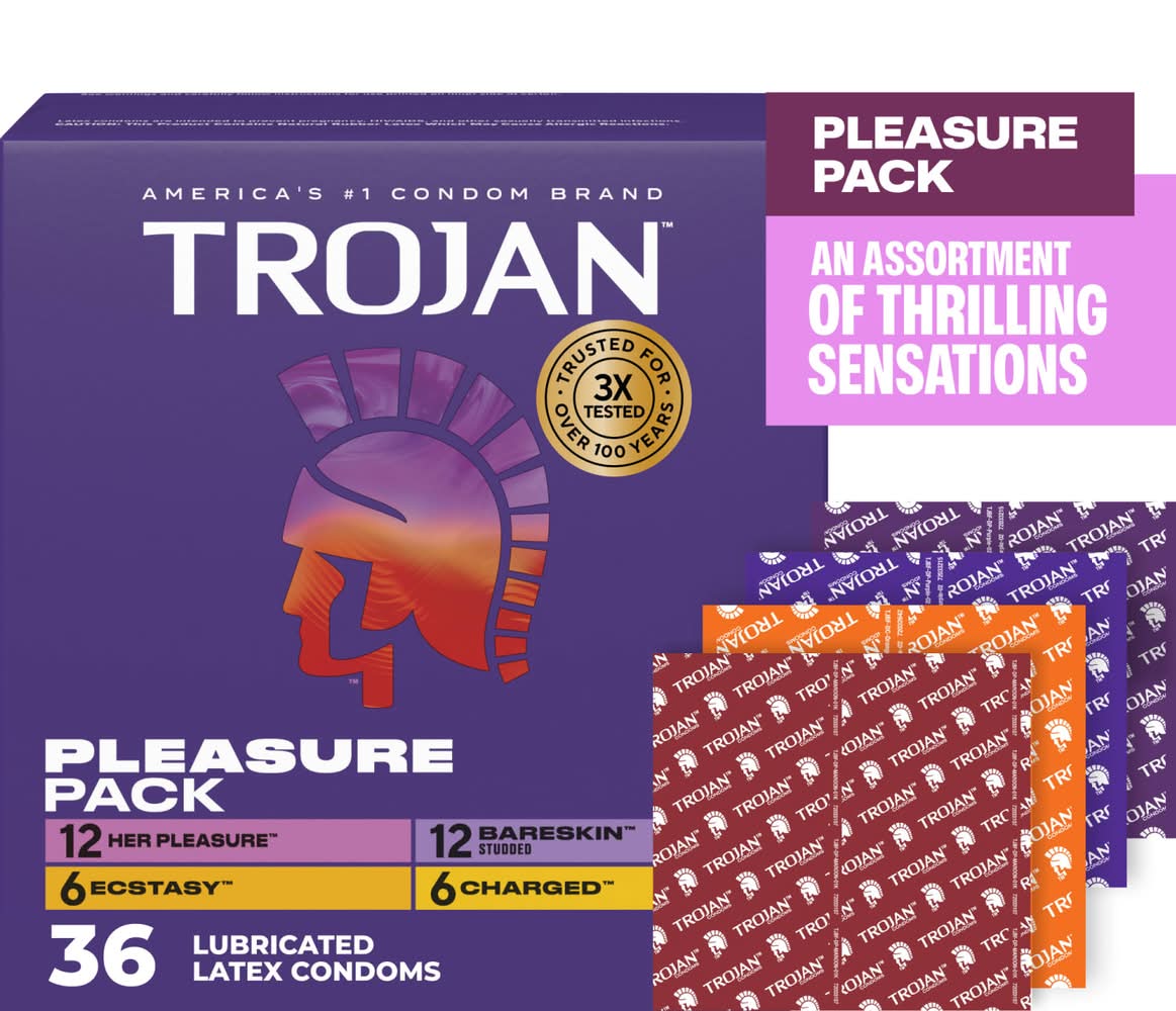 Trojan Pleasure pack Lubricated Latex Condoms (0.2 oz, 36 ct)