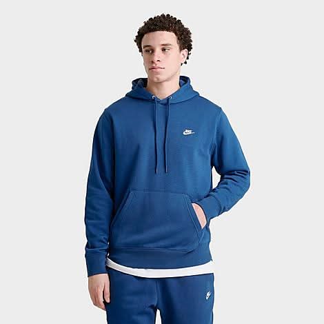 Nike Club Fleece Premium Embroidered Pullover Hoodie, Men, L, Court Blue