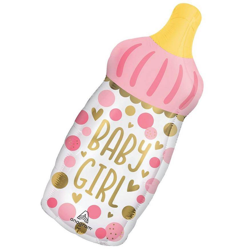 Uninflated Baby Girl Bottle Foil Balloon, 20in