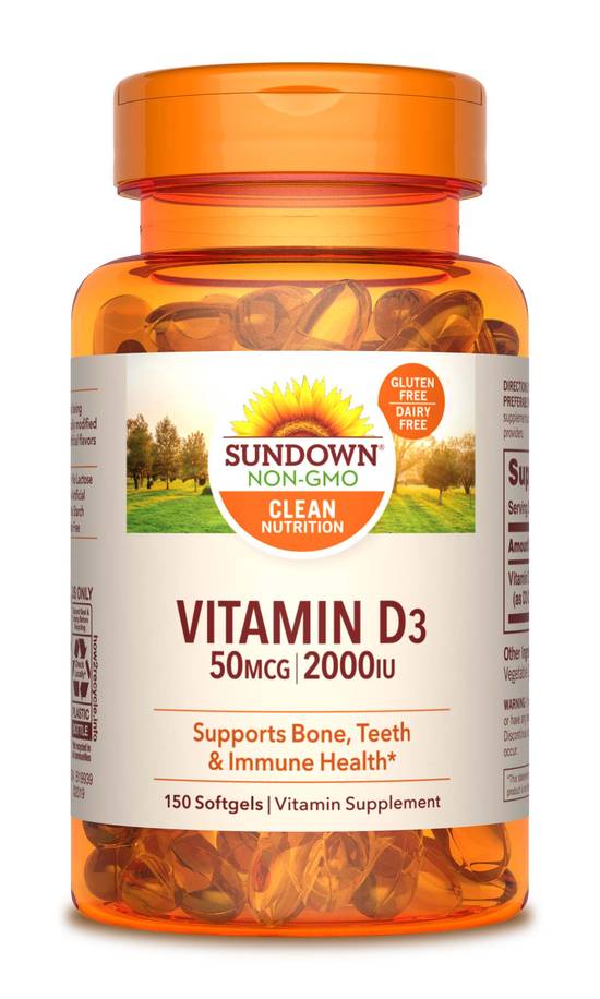 Sundown Naturals Vitamin D3 Softgels (2000 IU), 150CT