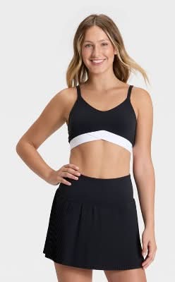 Women's Low Support Crossover Sports Bra - JoyLab™ Black/White XXS