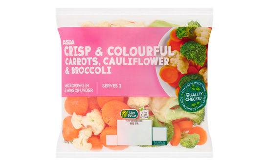 Asda Crisp & Colourful Carrots, Cauliflower & Broccoli 300g