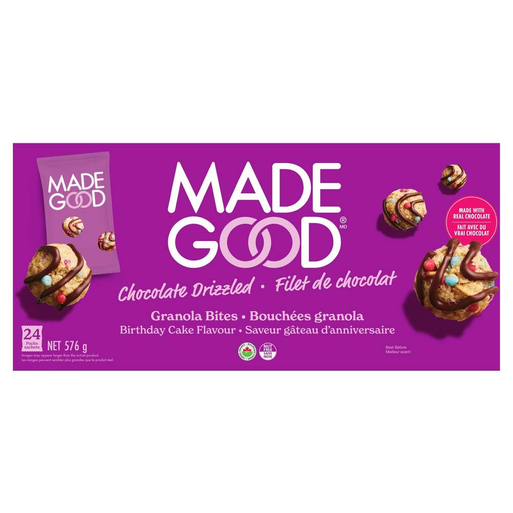 Madegood, Chocolate Drizzled Birthday Cake Flavour Granola Bites, 24 × 24 G