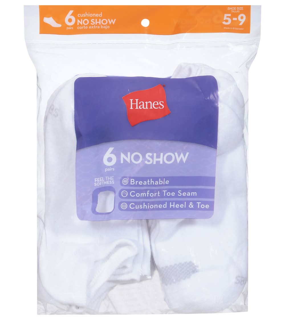 Hanes No Show Cushioned Socks, 5-9 (6 ct)