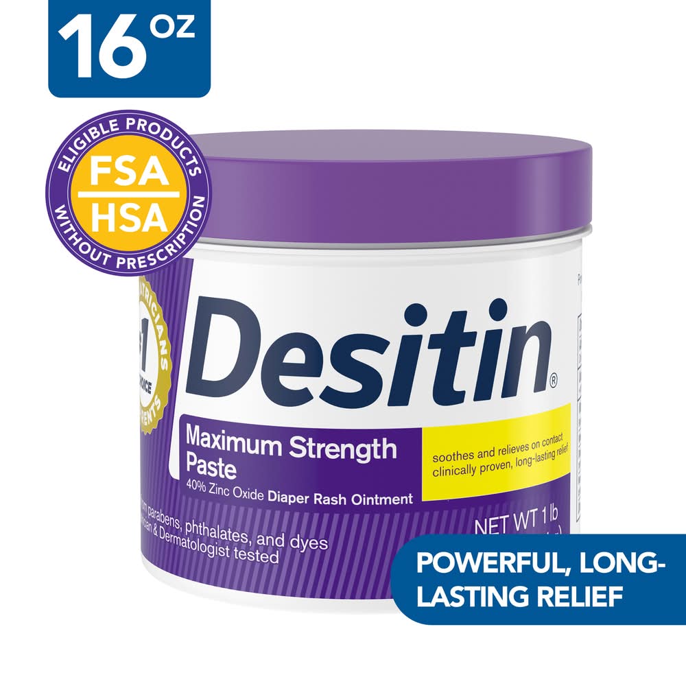 Desitin Maximum Strength Zinc Oxide Diaper Rash Cream (16 oz)