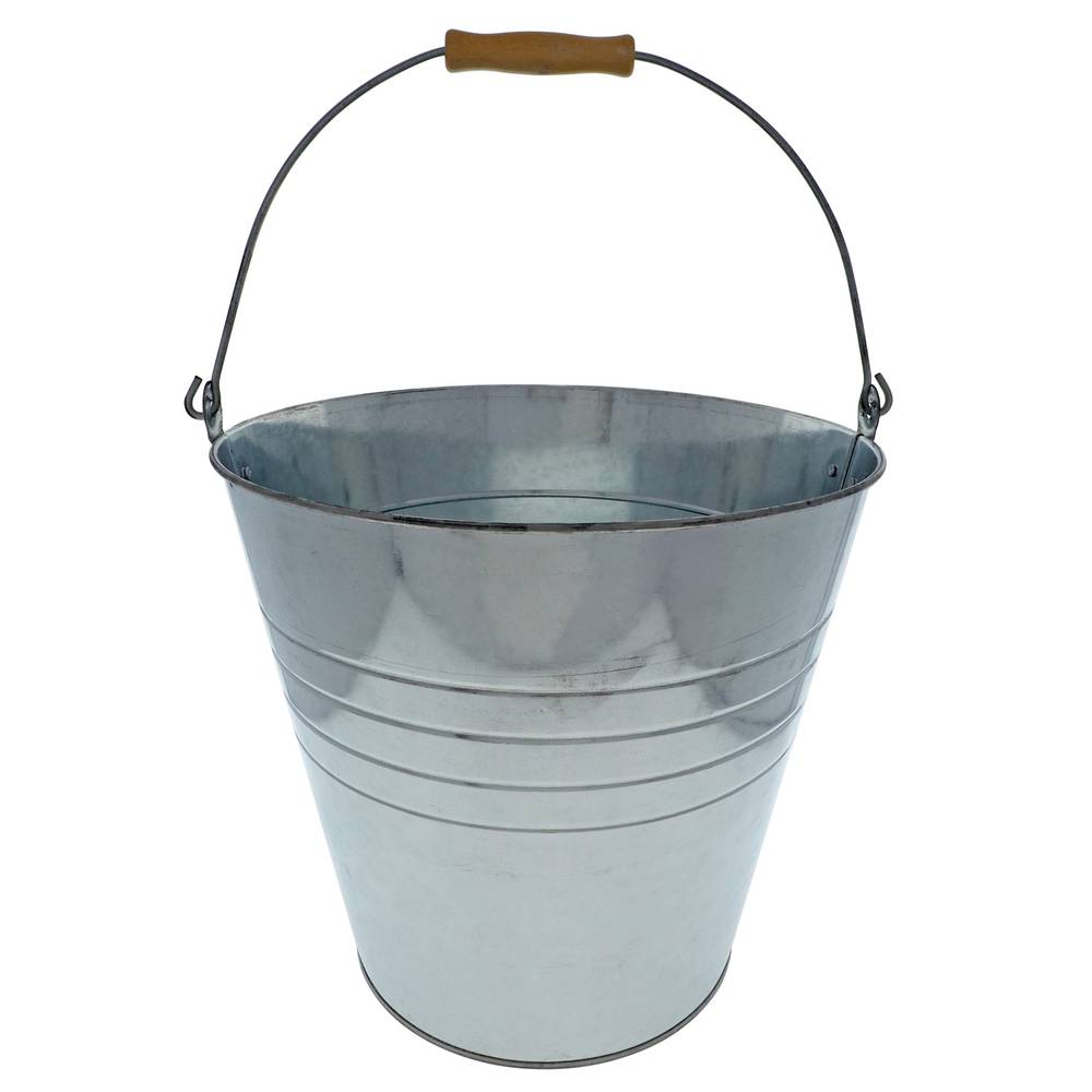 Large Tin Bucket w/Wood Handle