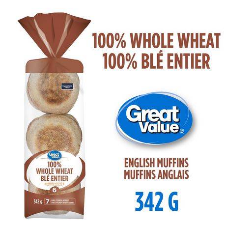 Muffins anglais 100% blé entier de Great Value
