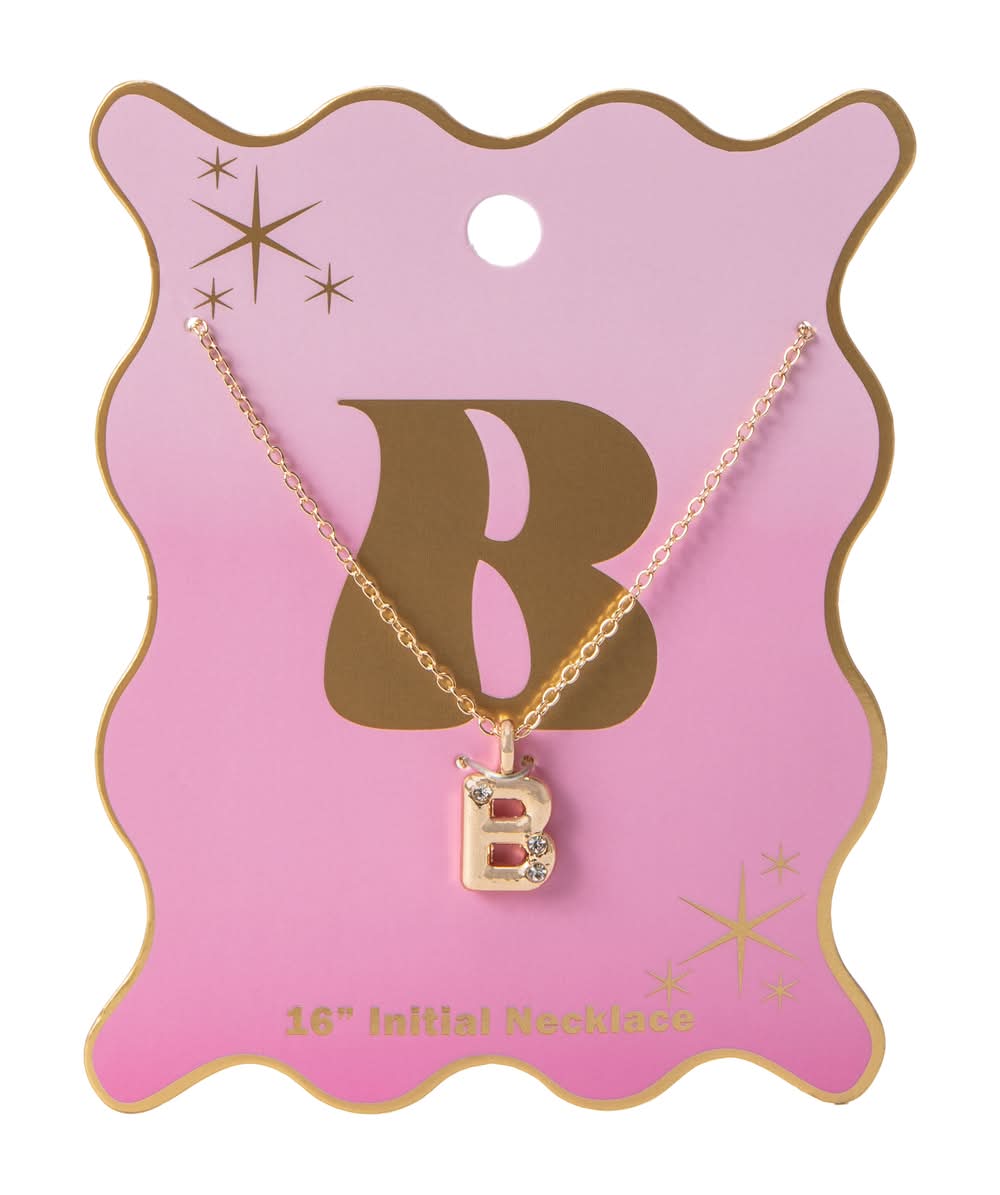 Initial Letter Necklace Floral Bubble B