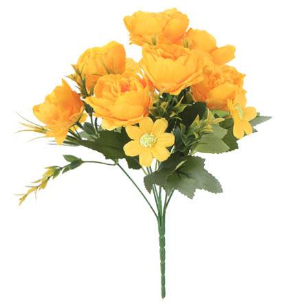 Ramo peony 10 flores y accesorios 30cm - amarillo (1pz)