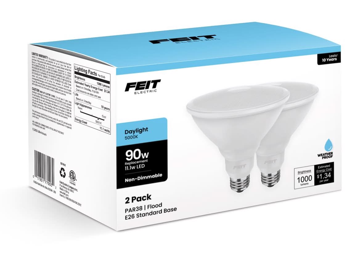Feit Electric Par38 E26 (Medium) Led Bulb Daylight 90 Watt Equivalence 2 Pk