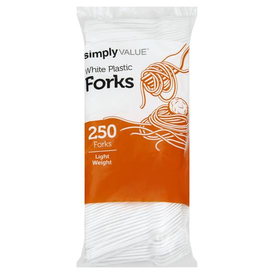 Simply Value Lightweight White Plastic Forks (250 ct)